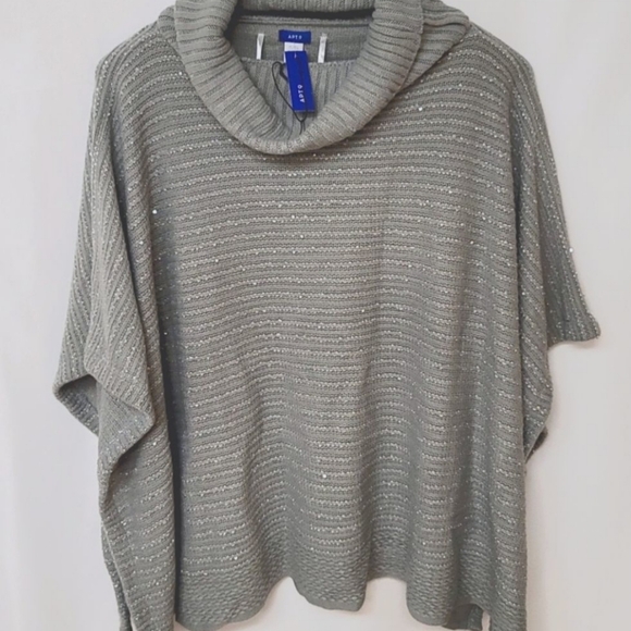 Grey Sequin Sweater Poncho - Picture 2 of 6